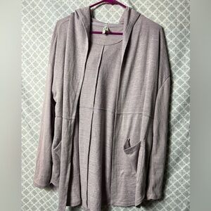 Mudd Dusty Mauve Hooded Open-Front Women’s Cardigan